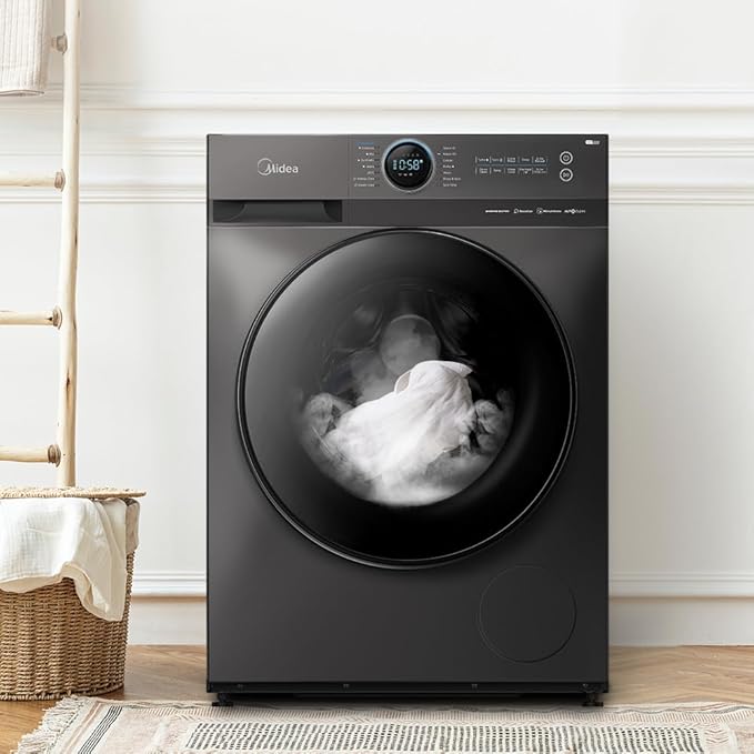 Midea 10KG Front Load Smart Washing Machine with Lunar Dial, 1400 RPM, 14 Programs, Fully Automatic Washer - MF200W100WBT