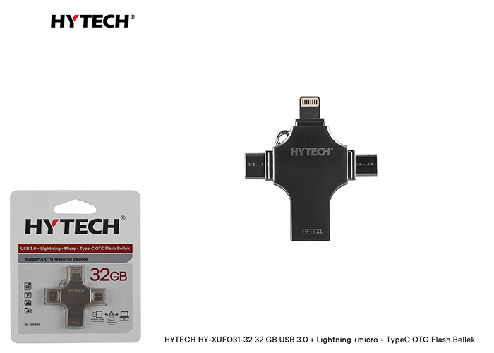 Hytech HY-XUFO31-32 32GB USB 3.0 + Lightning + Micro + Type-C OTG Flash Memory