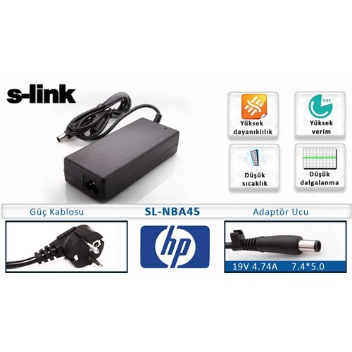 S-link SL-NBA45 19V 4.74A 7.4*5.0 HP Compaq Notebook Standard Adapter