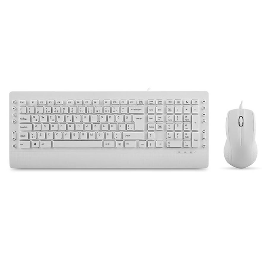 Everest KM-3850 Beyaz Q Multimedia Klavye + Mouse Set