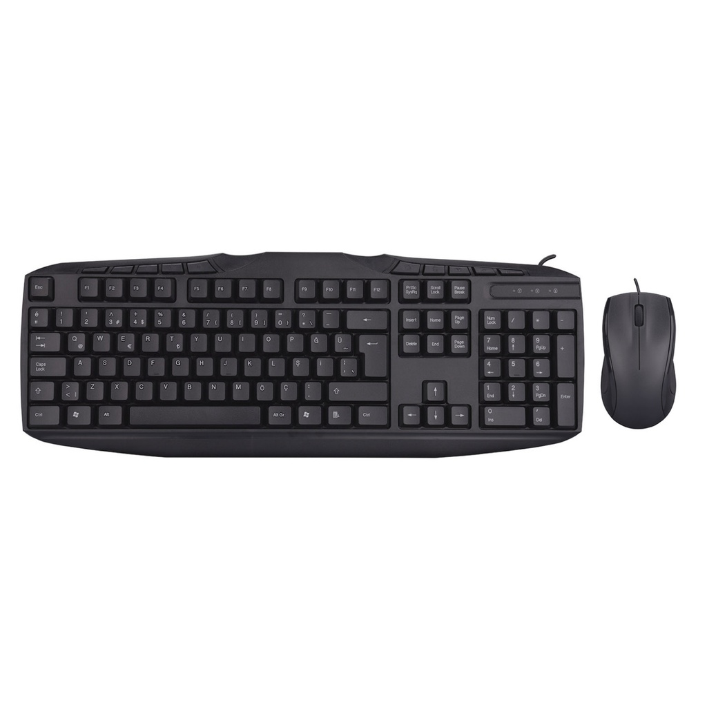 Everest UN-796 USB Wired Multimedia Keyboard + Mouse Set Q Turkish Black