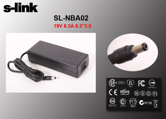 S-link SL-NBA02 120W 19V 6.3A 6.3x3.0 Toshiba Notebook Standard Adapter