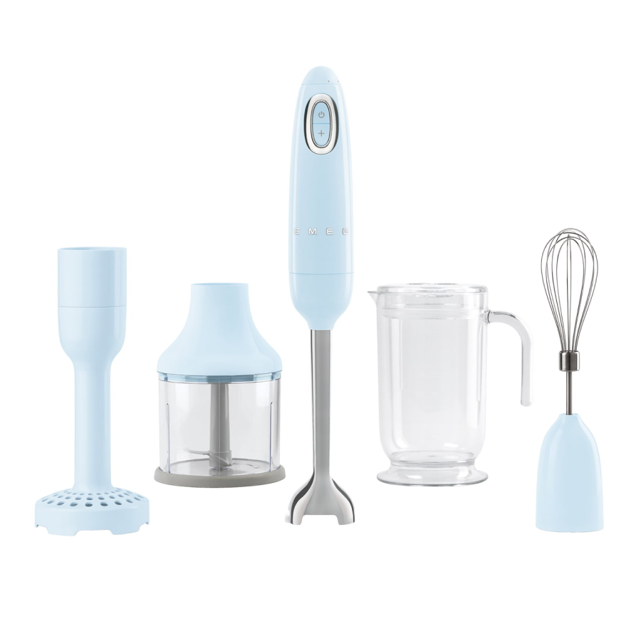 Smeg HBF22PBEU Hand Blender &amp; Accessories &quot;50's Style Aesthetic&quot; - Pastel Blue