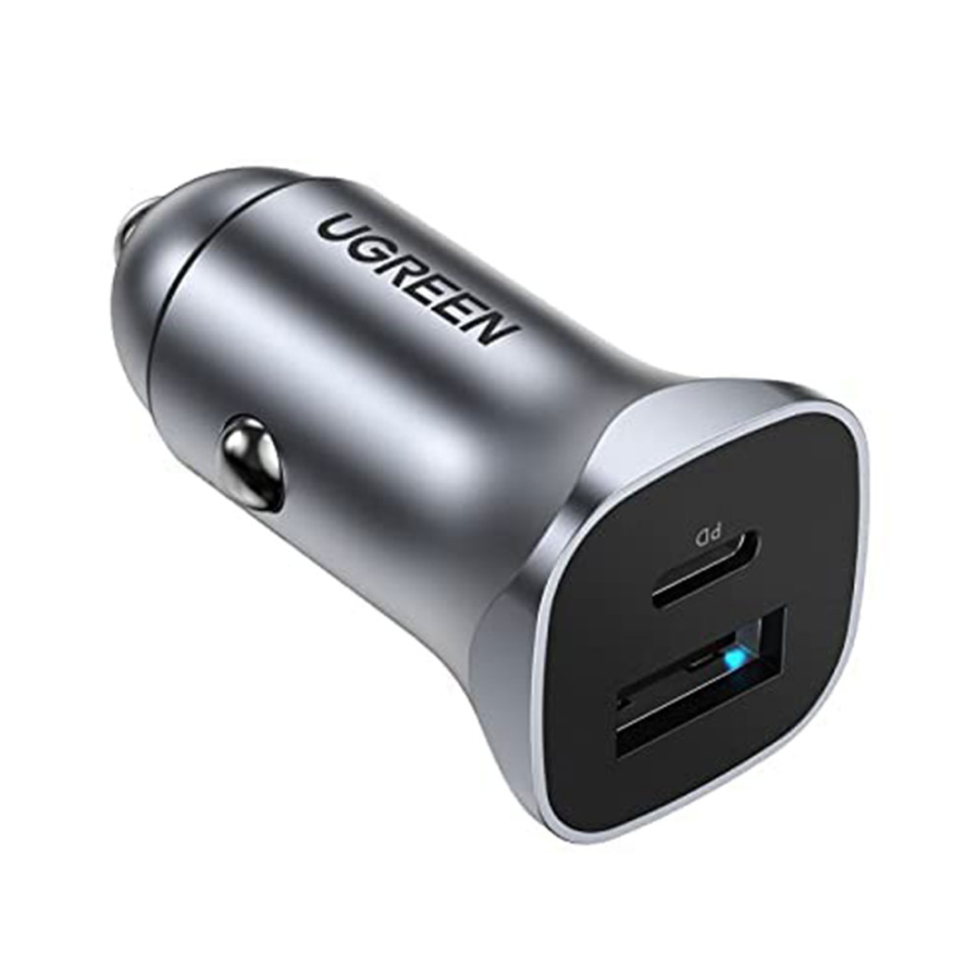 Ugreen Çift USB-C + USB-A Qc 24W Alüminyum | Araç Hızlı Şarj Cihazı (30780B)